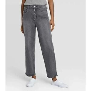 Universal Thread Gray Wash High Rise Vintage Straight Jeans Womens 25 Button Fly